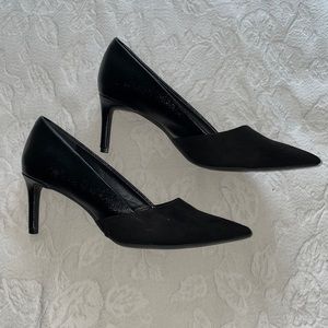 Black Faux Suede/Leather Heels